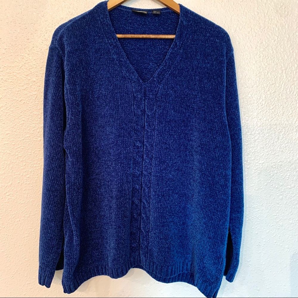 Chenille Cozy Blue Knit Sweater XL Bobbie Brooks